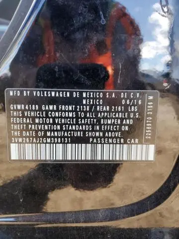 2016 VOLKSWAGEN JETTA S  