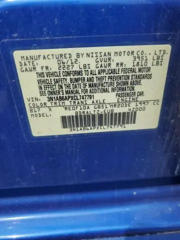 2012 NISSAN SENTRA 2.0