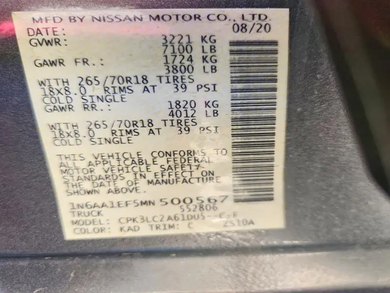 2021 NISSAN TITAN SV  