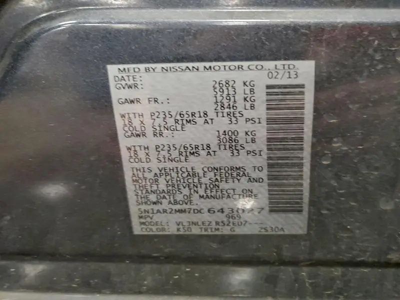 2013 NISSAN PATHFINDER S  