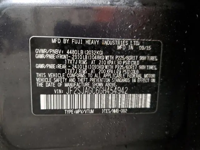 2016 SUBARU FORESTER 2.5I PREMIUM  