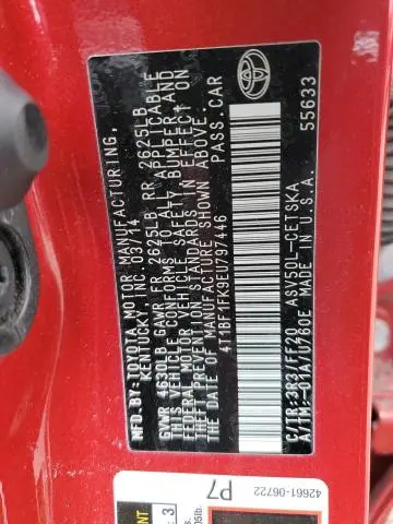 2014 TOYOTA CAMRY L  