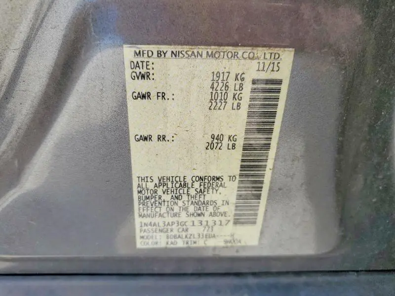 2016 NISSAN ALTIMA 2.5 SV  