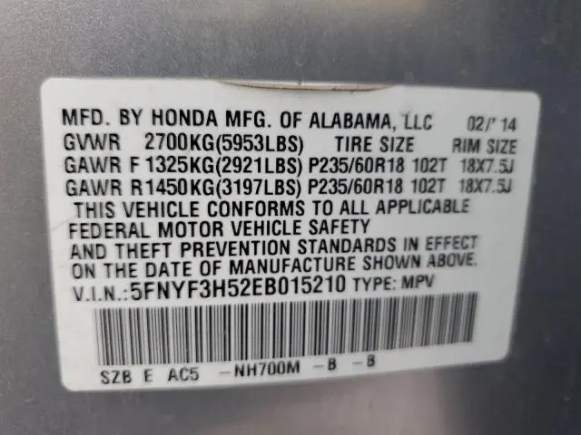 2014 HONDA PILOT EXL  