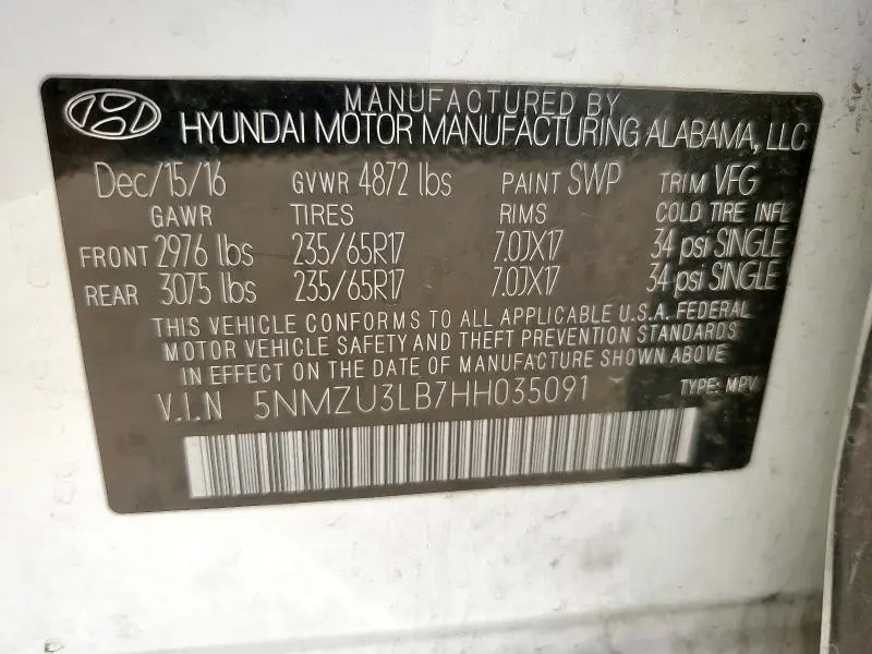 2017 HYUNDAI SANTA FE SPORT   