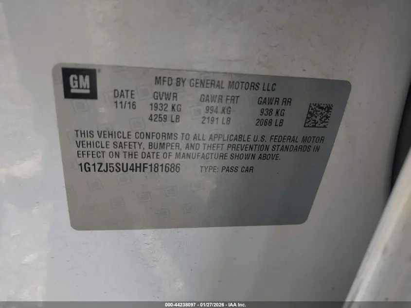 2017 CHEVROLET MALIBU HYBRID  