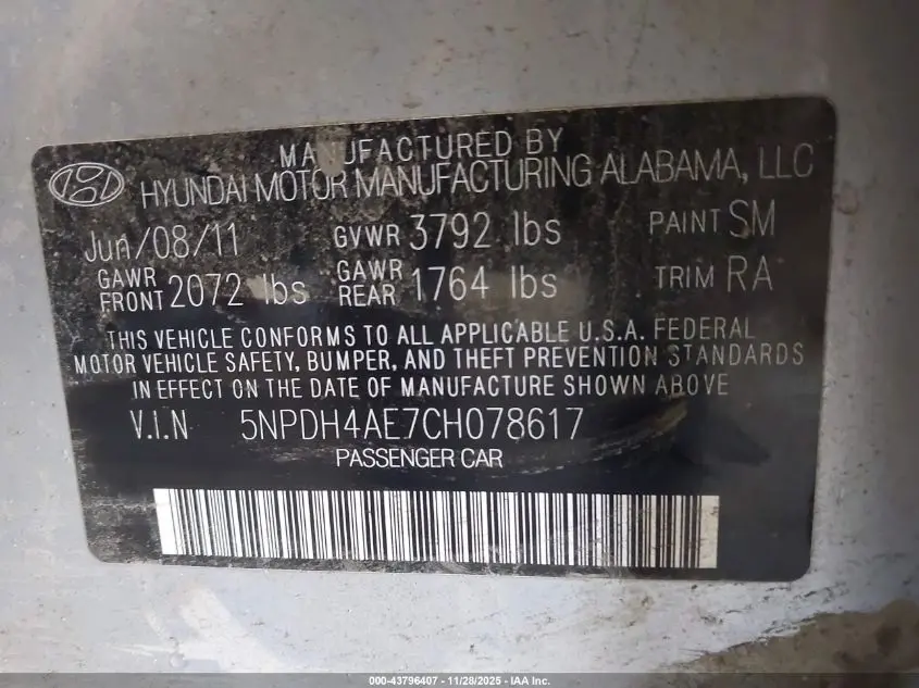 2012 HYUNDAI ELANTRA GLS