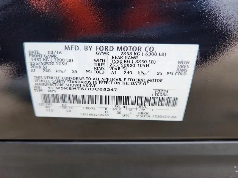 2016 FORD EXPLORER PLATINUM  