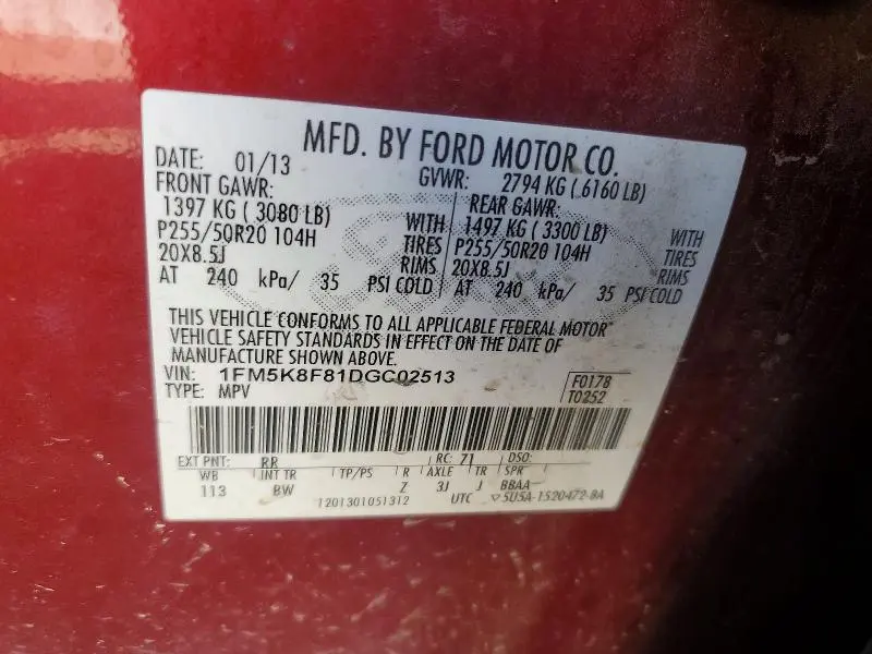 2013 FORD EXPLORER LIMITED  