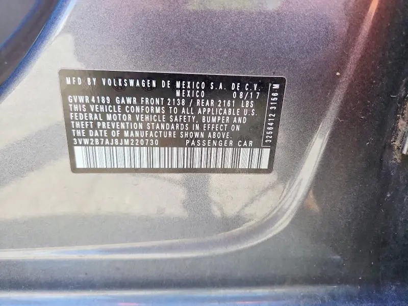 2018 VOLKSWAGEN JETTA S  