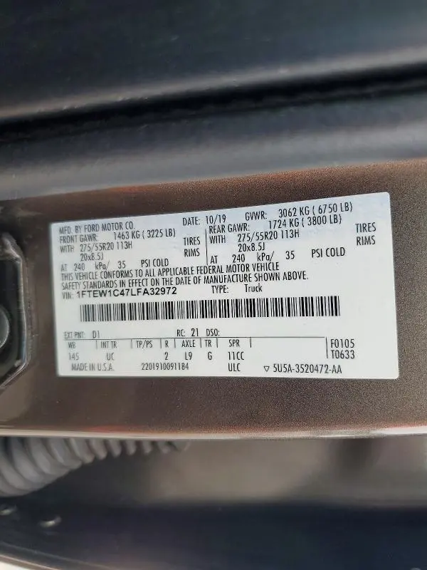 2020 FORD F150 SUPERCREW  