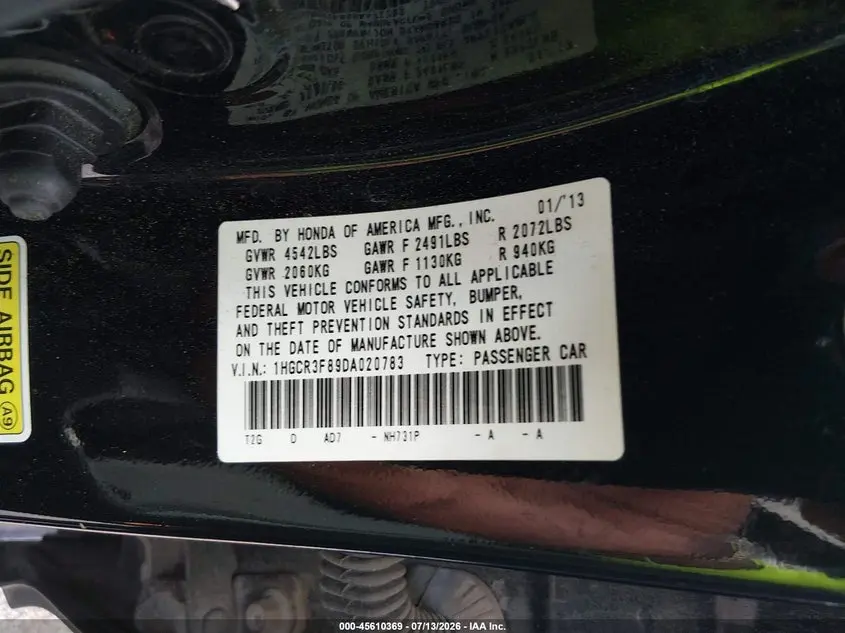 2013 HONDA ACCORD EX-L V-6