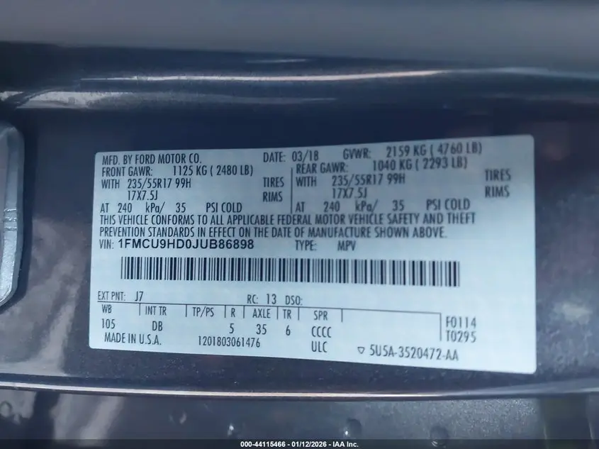 2018 FORD ESCAPE SEL