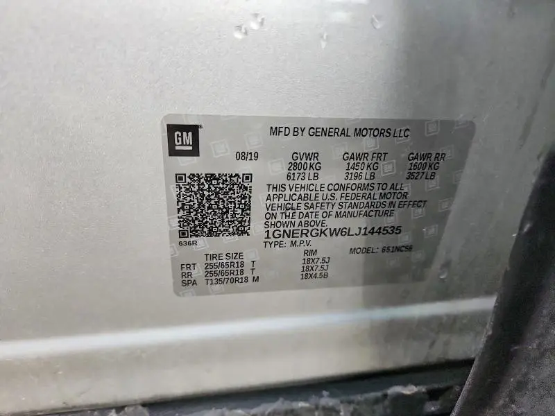 2020 CHEVROLET TRAVERSE LT  