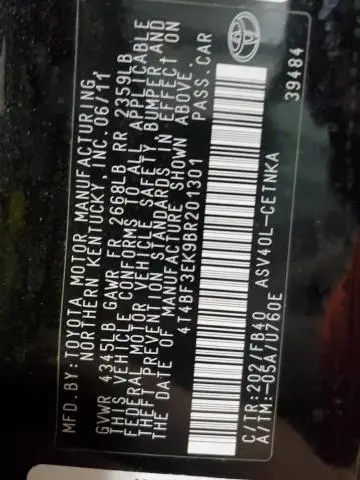 2011 TOYOTA CAMRY BASE  