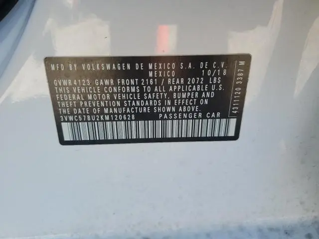 2019 VOLKSWAGEN JETTA S  