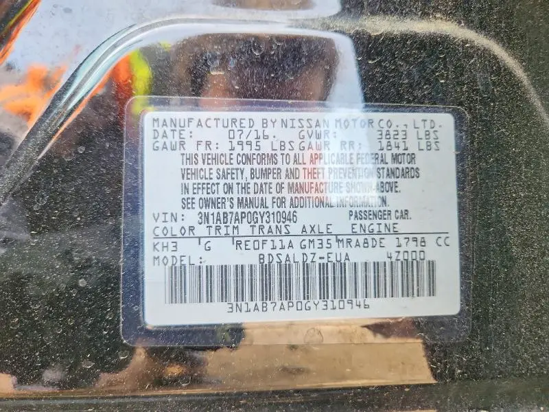 2016 NISSAN SENTRA SV  