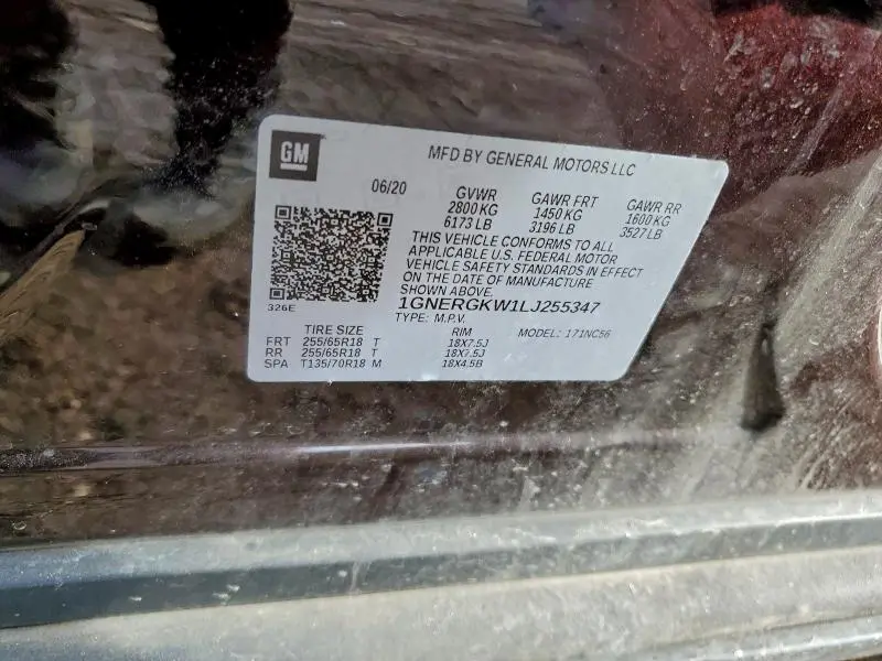 2020 CHEVROLET TRAVERSE LT  