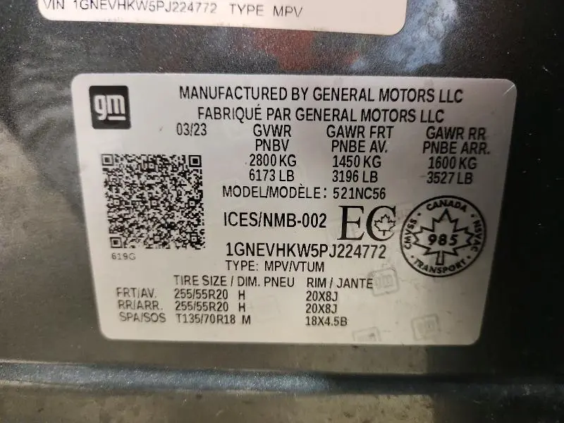 2023 CHEVROLET TRAVERSE LT  