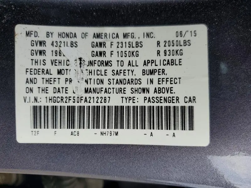2015 HONDA ACCORD SPORT  