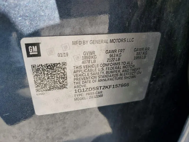 2019 CHEVROLET MALIBU LT  