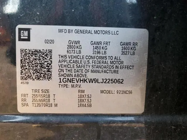 2020 CHEVROLET TRAVERSE LT  