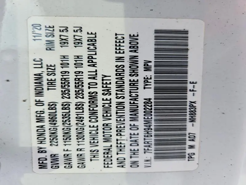 2021 HONDA CR-V TOURING  