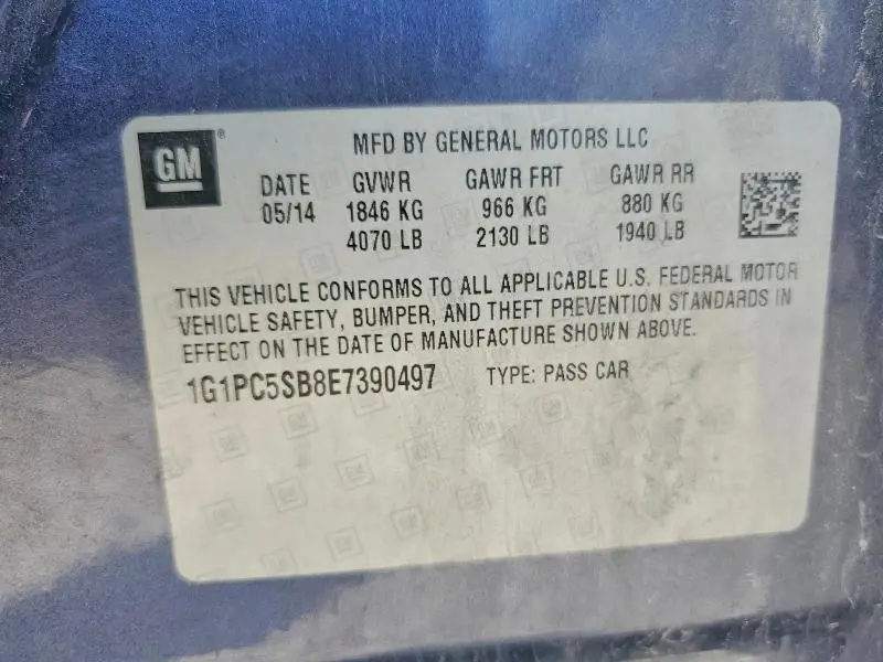 2014 CHEVROLET CRUZE LT  