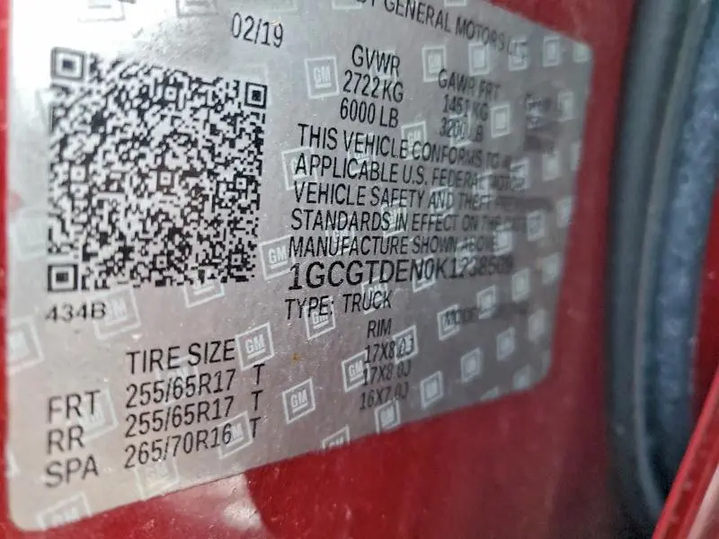 2019 CHEVROLET COLORADO Z71  