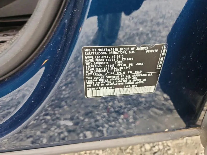2019 VOLKSWAGEN ATLAS SE  
