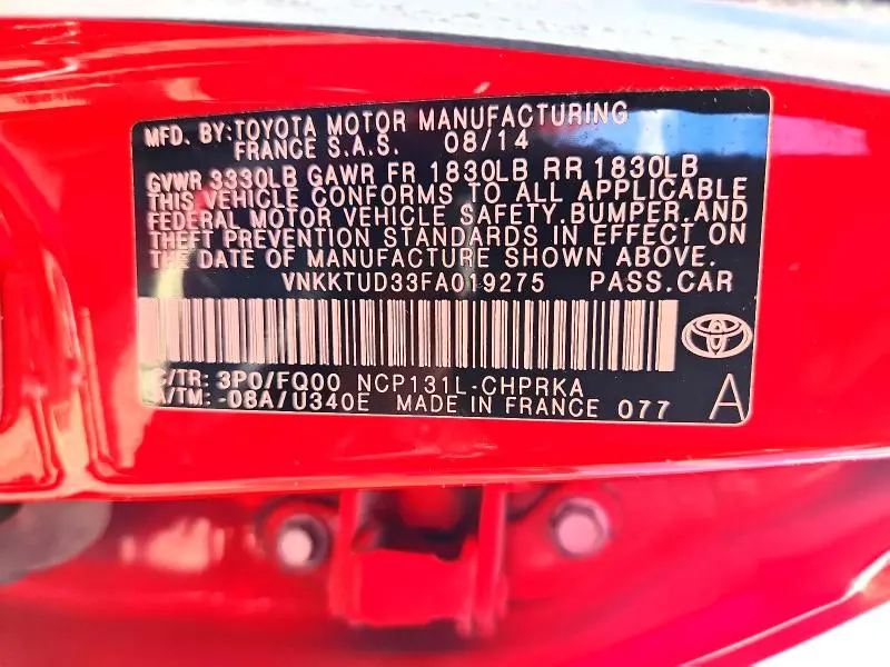 2015 TOYOTA YARIS 5-DOOR L  