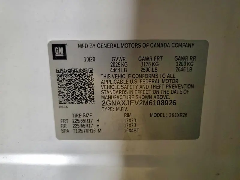 2021 CHEVROLET EQUINOX LT  