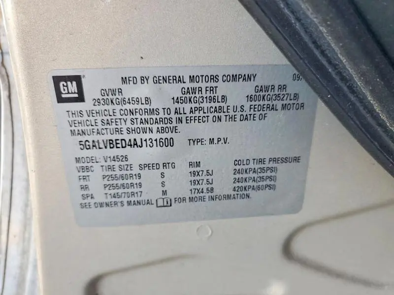 2010 BUICK ENCLAVE CXL  