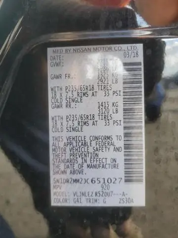 2018 NISSAN PATHFINDER S  