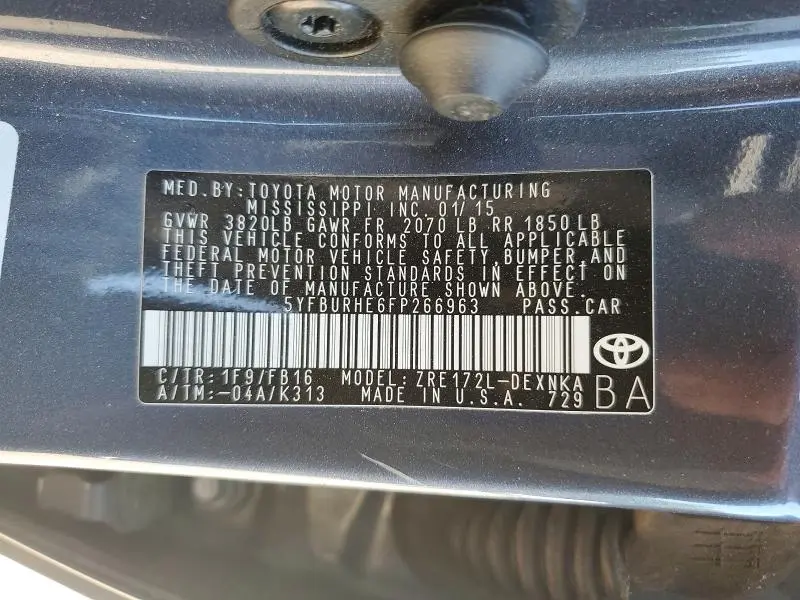 2015 TOYOTA COROLLA LE  