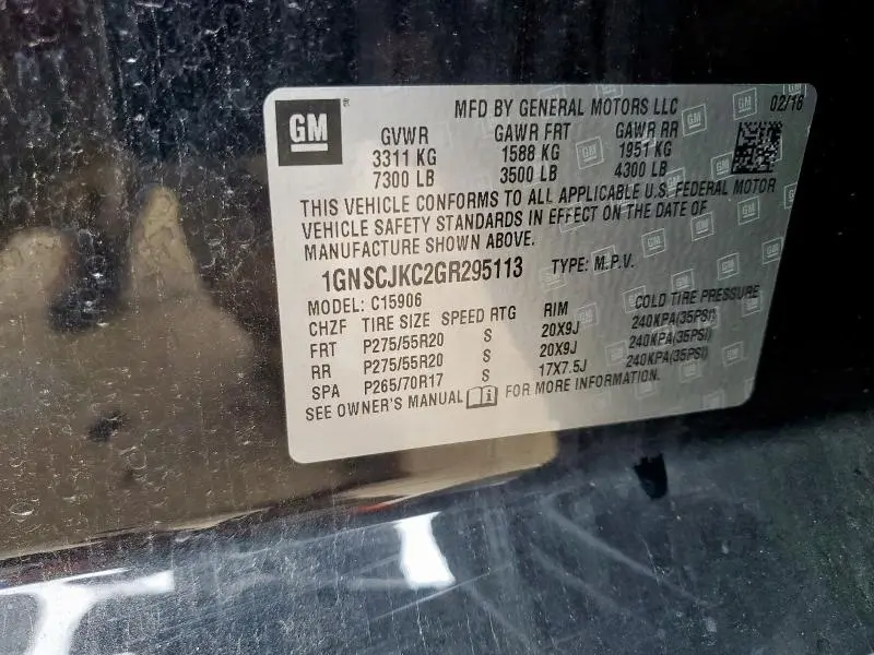 2016 CHEVROLET SUBURBAN C1500 LTZ  
