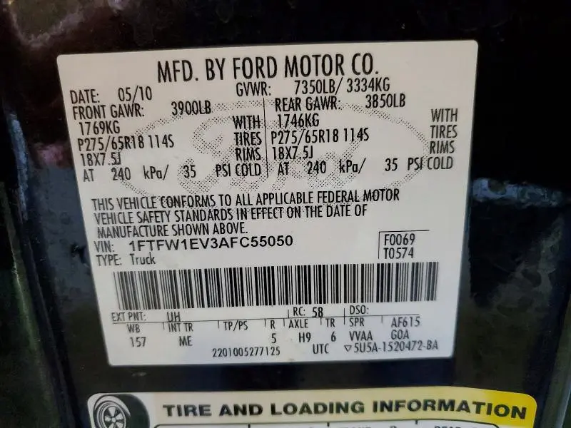 2010 FORD F150 SUPERCREW  