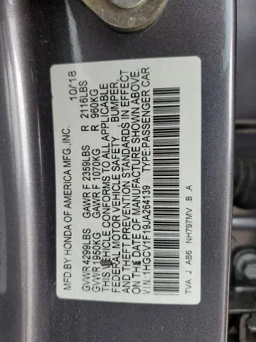 2018 HONDA ACCORD LX  