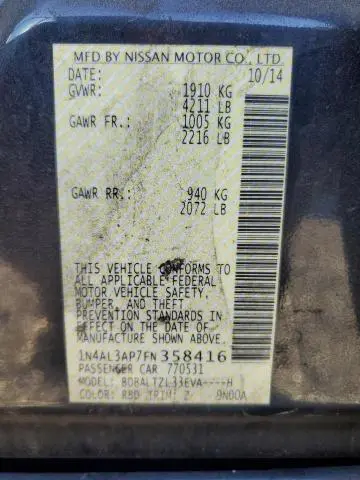 2015 NISSAN ALTIMA 2.5  