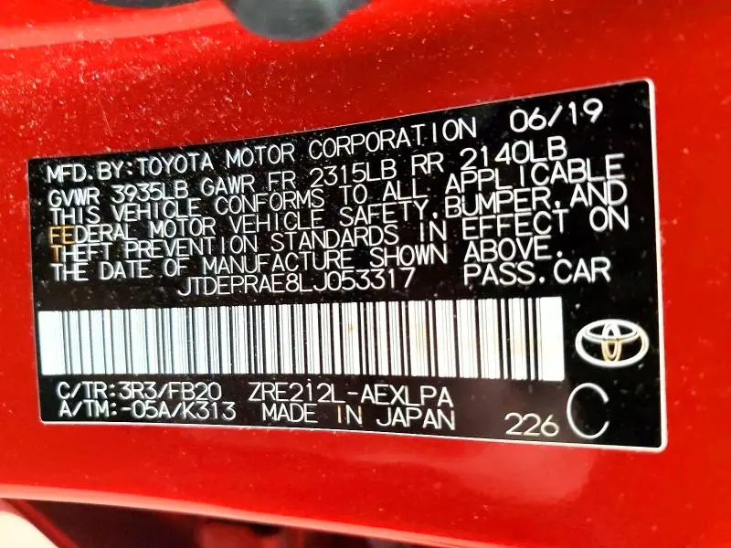 2020 TOYOTA COROLLA LE  