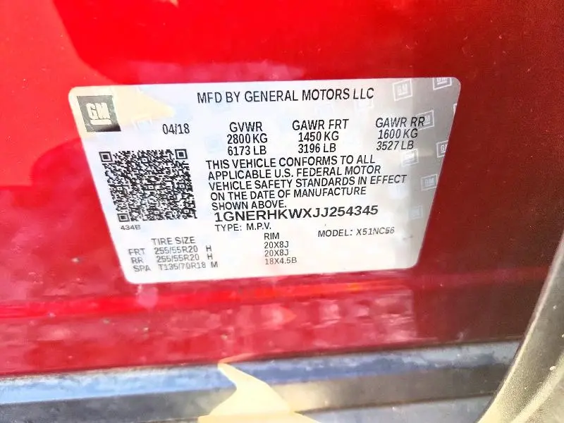 2018 CHEVROLET TRAVERSE LT  