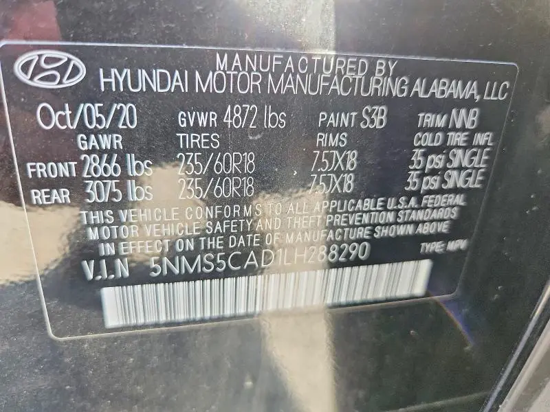 2020 HYUNDAI SANTA FE LIMITED  