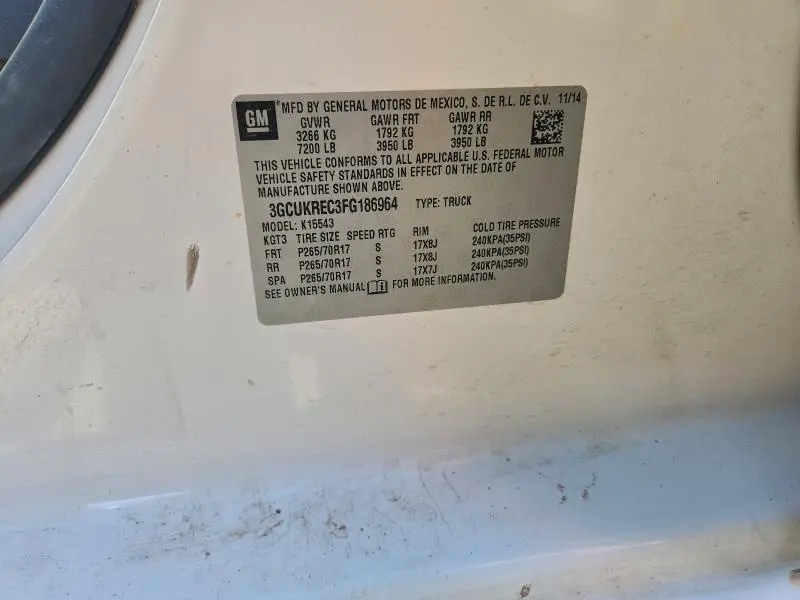 2015 CHEVROLET SILVERADO K1500 LT  