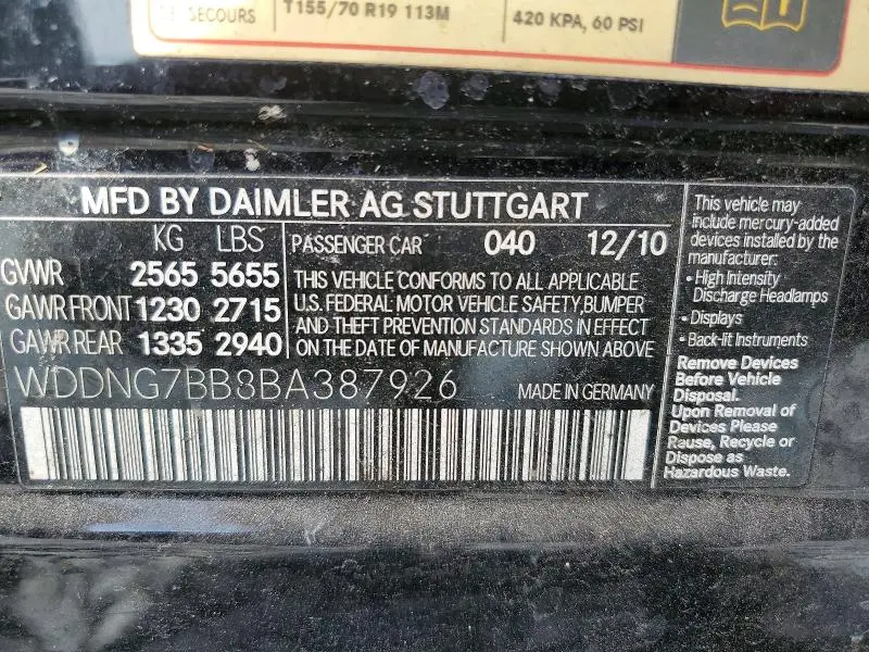 2011 MERCEDES-BENZ S 550  