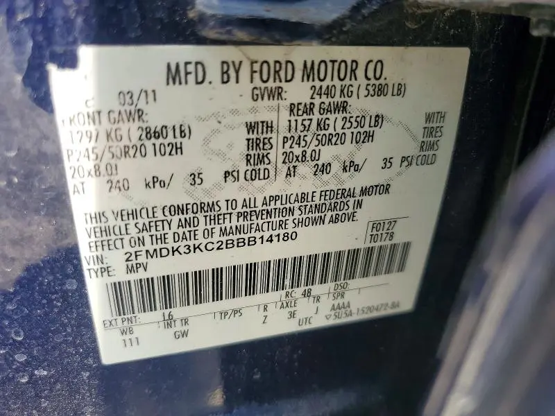 2011 FORD EDGE LIMITED  