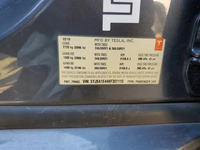 2019 TESLA MODEL S   