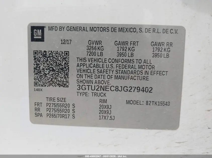 2018 GMC SIERRA 1500 SLT