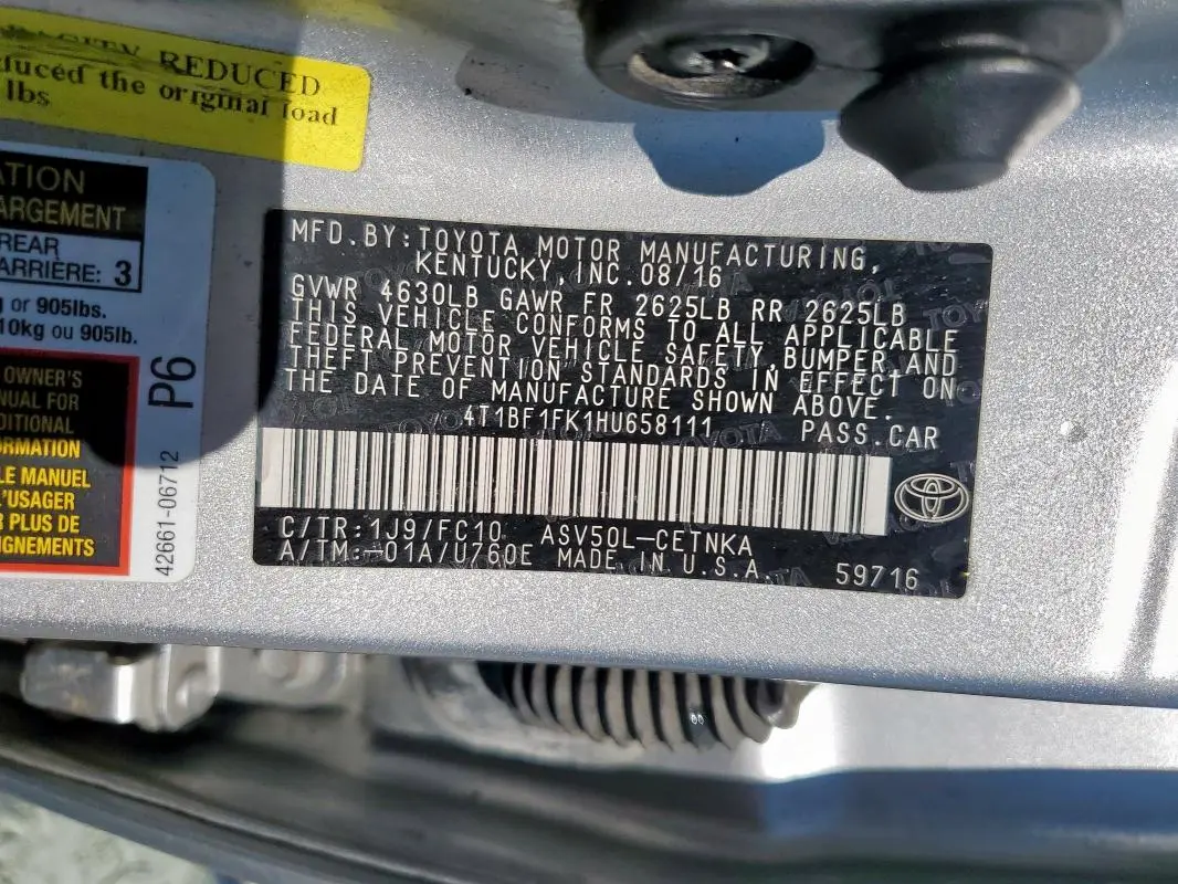 2017 TOYOTA CAMRY LE  