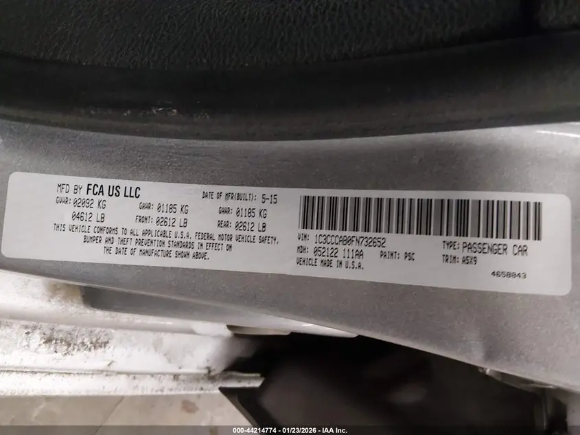 2015 CHRYSLER 200 LIMITED