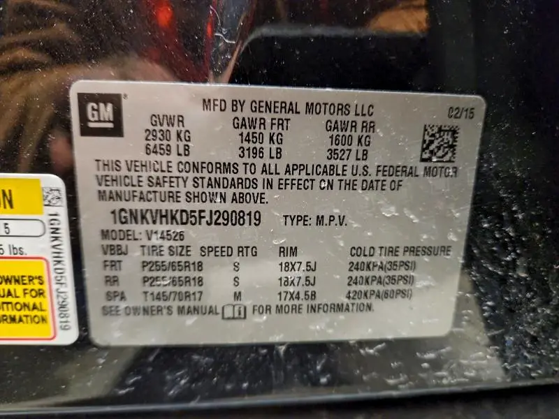 2015 CHEVROLET TRAVERSE LT  